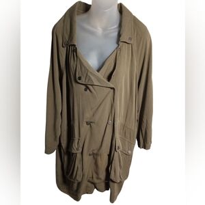 Miss Me Green Southwest Aztec Embroidered Double Breasted Utility Jacket Sz L